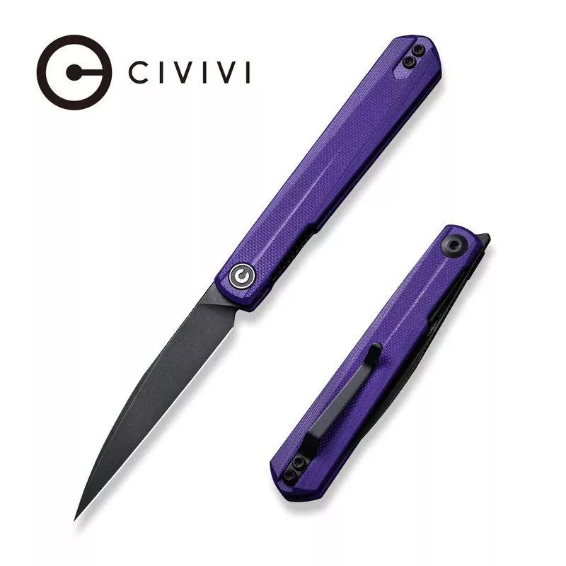 Clavi – Black Nitro-V blade – Purple G-10 handle