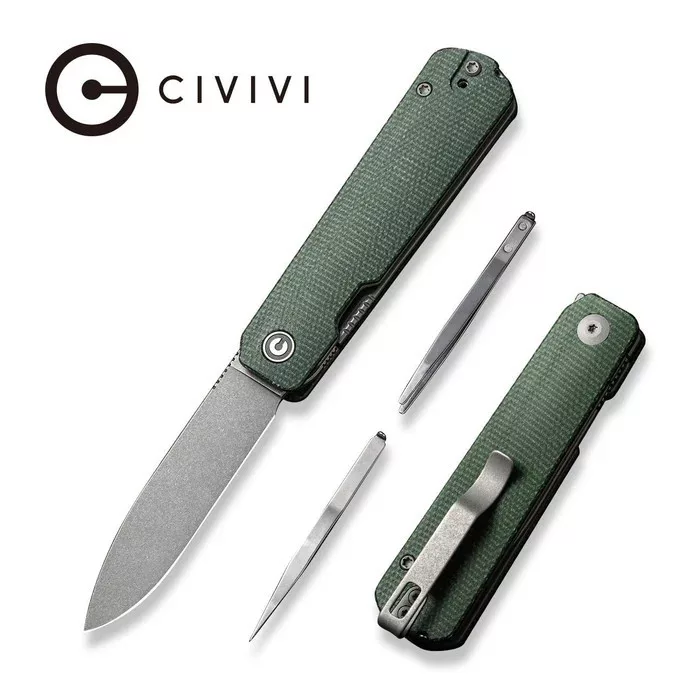 Sendy – Graue Nitro-V-Klinge – Grüner Canvas-Micarta-Griff