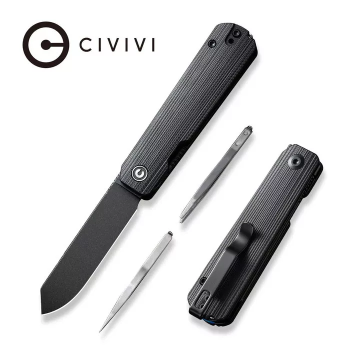 Sendy – Schwarze Nitro-V-Klinge – Schwarzer G-10-Griff