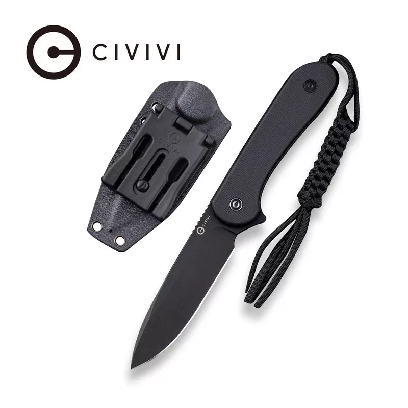 Elementum – Knife – Black D2 blade – Black G-10 handle – Kydex sheath