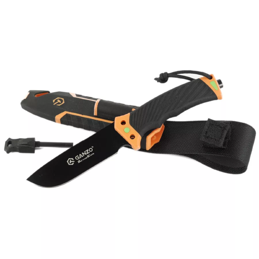 G8012V2-OR – Túlélőkés – Fekete 8Cr13 acél – Narancs ABS markolat
