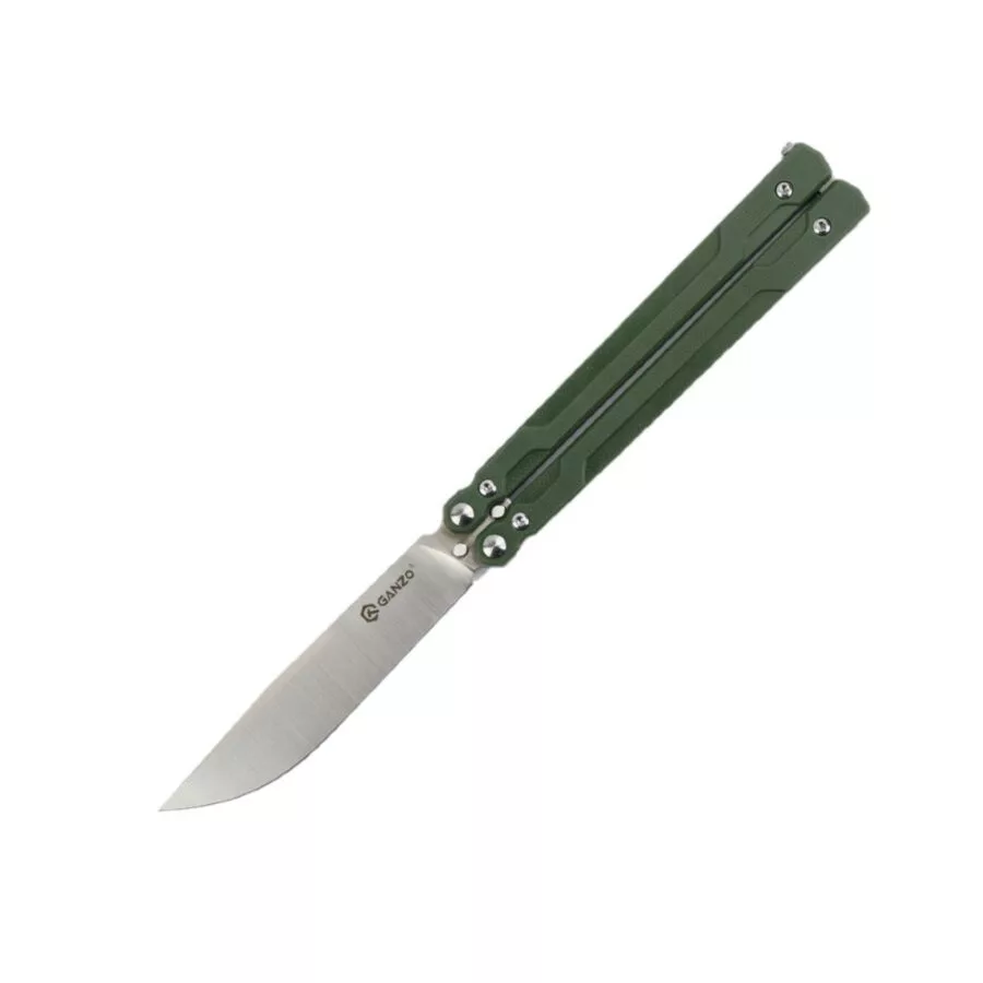 G766-GR – Pillangókés – 440C acél – Zöld G-10 – 89 mm
