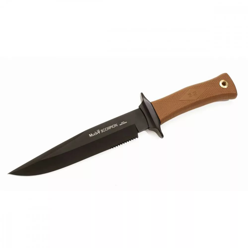 Scorpion-18NM – Taktischer Dolch – PTFE-Klinge – 18 cm – Brauner Griff – Cordura-Scheide