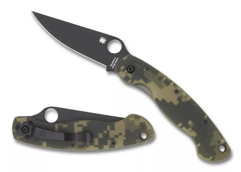 Military Model – G-10 Camouflage, Black Blade – Plain Edge