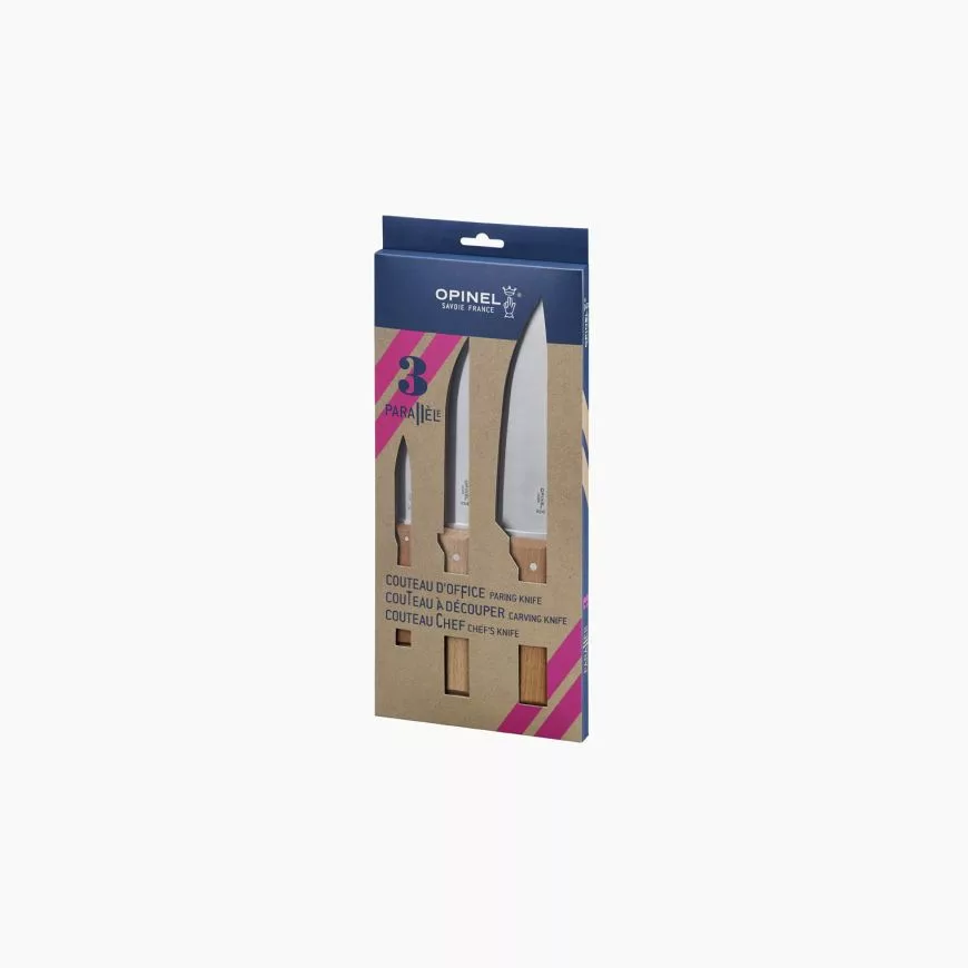 Parallele Trio – Messerset – 3-teilig – Buche