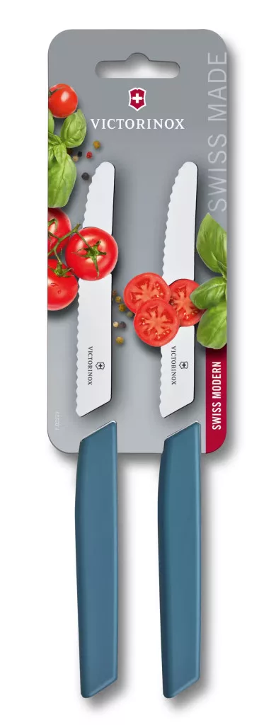 Swiss Modern – Tomatenmesser-Set – 2-teilig – 11 cm – Kornblumenblau