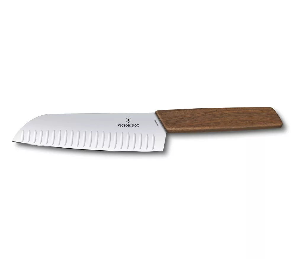 Swiss Modern – Santoku – Bordázott – 17 cm – Diófa