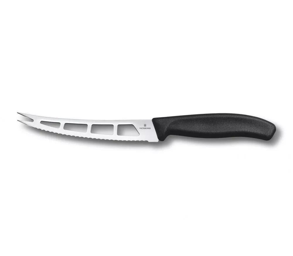 Swiss Classic – Butter and Soft Cheese Knife – Fork Tip, Serrated – Black – Blister Pack
