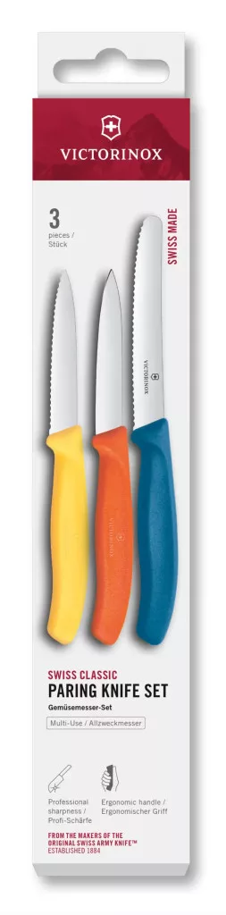 Swiss Classic – Chopping and Tomato Knife Set – 3-piece – Colorful – Boxed