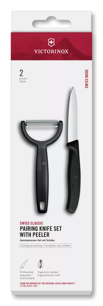 Chopping knife set with Y peeler – 2 pcs – Black
