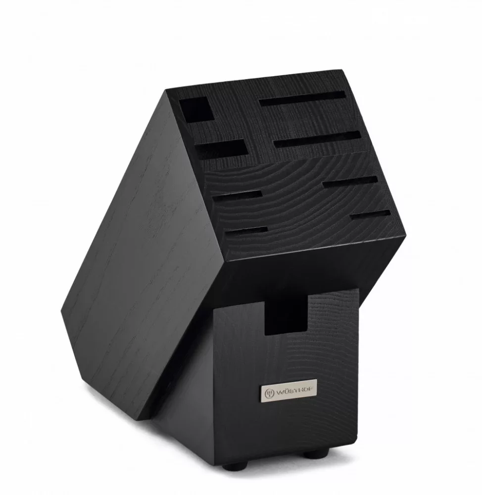 7244 – Knife Block – 9 Slots – Ash Wood – Black – Empty