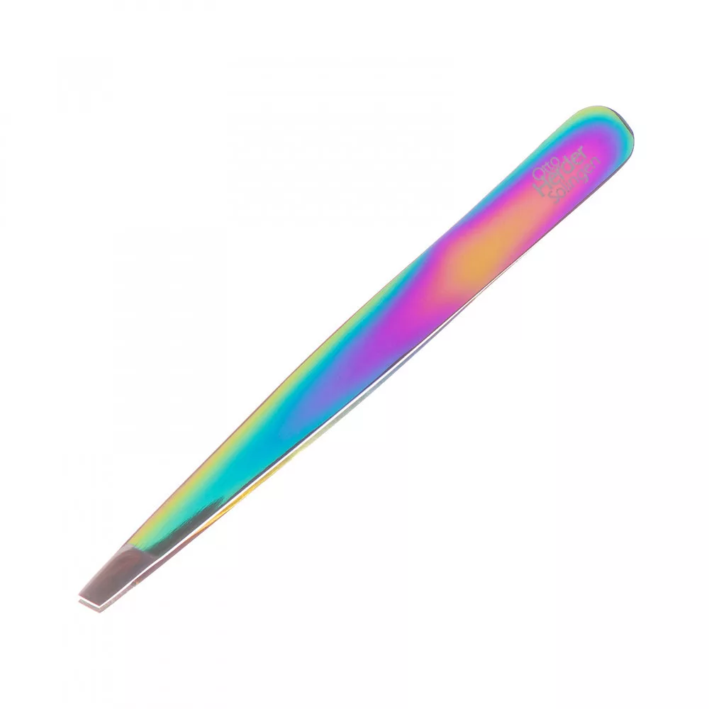 Eyebrow tweezers – Rainbow – Stainless steel – Slanted