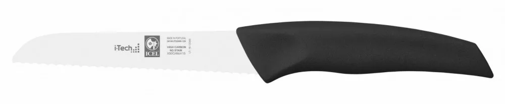 I-Tech – Gemüsemesser – Gezahnt – 12 cm – Schwarz