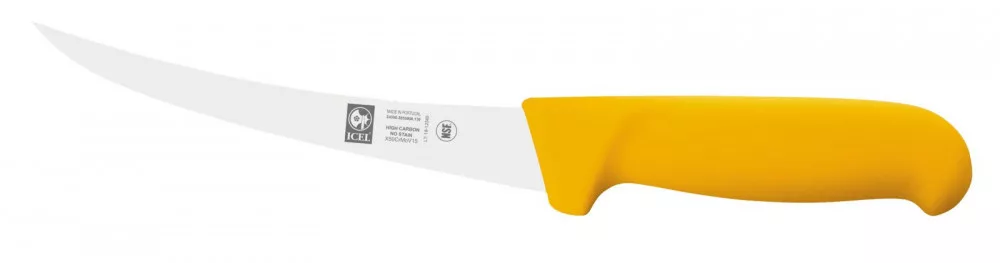 Poly – Skandináv csontozókés – Ívelt – Merev – 13 cm – Sárga