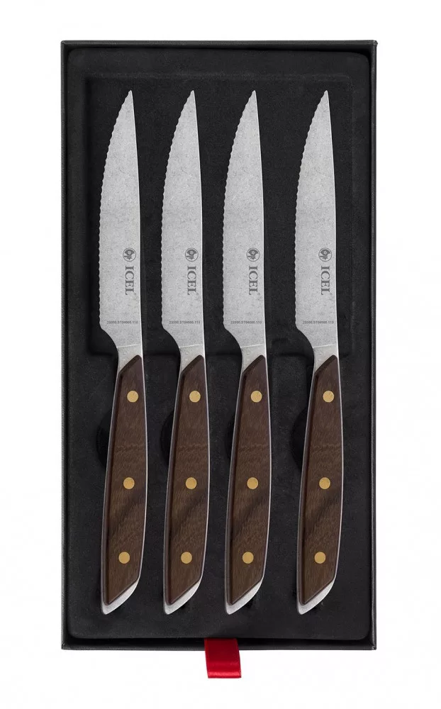 Steak Knife Set – 4 pcs – Serrated – Rosewood – Gift Box