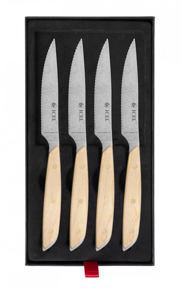 Steak Knife Set – 4-piece – Serrated – Maple