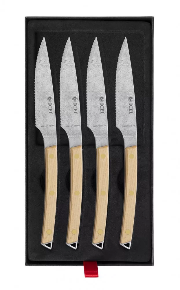 Steak knife set – 4-piece – Serrated – Maple – Design