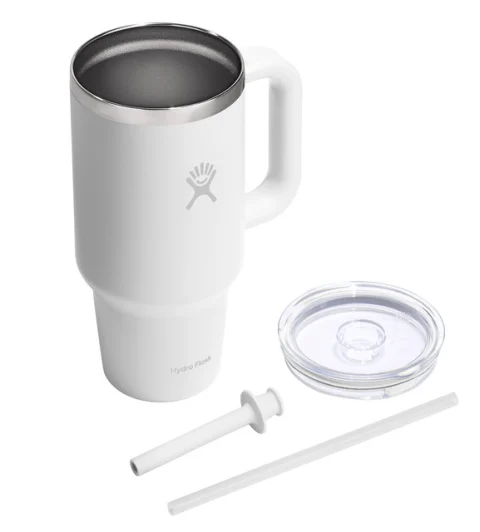 32 Oz Reisebecher mit Klardeckel Weiss