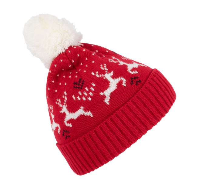 Winter Beanie with Reindeer Design