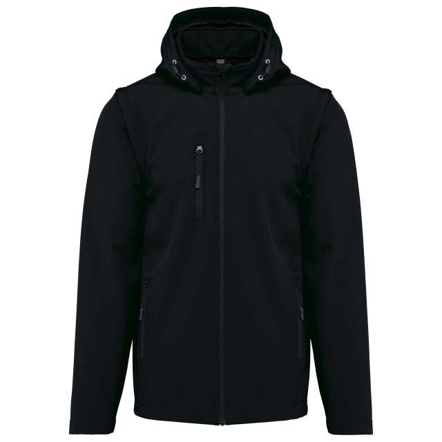 Unisex 3-Layer Softshell Hooded Jacket with Removable Sleeves