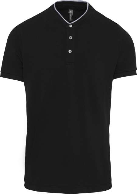 Men's Short Sleeve Polo Shirt with Mandarin Collar