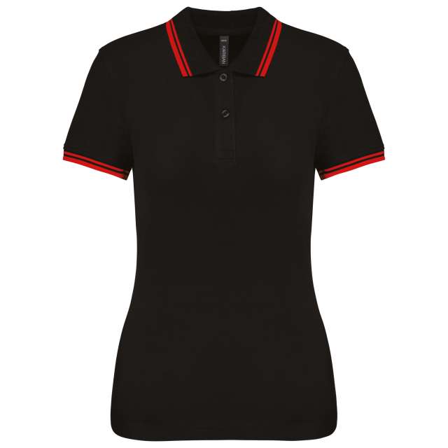 Damen Kurzarm Poloshirt mit Kontrastpaspelierung