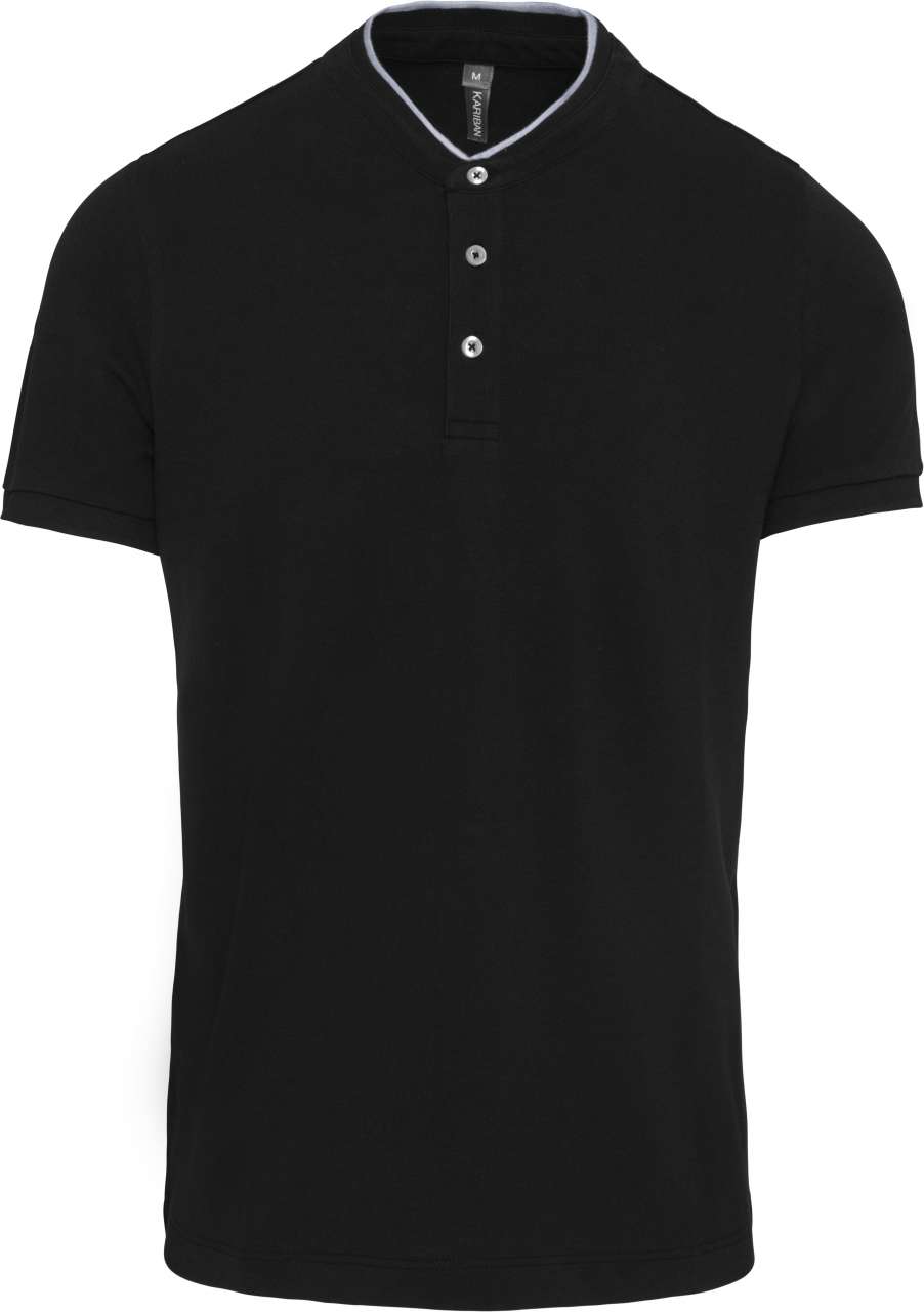 Men's Short Sleeve Polo Shirt with Mandarin Collar