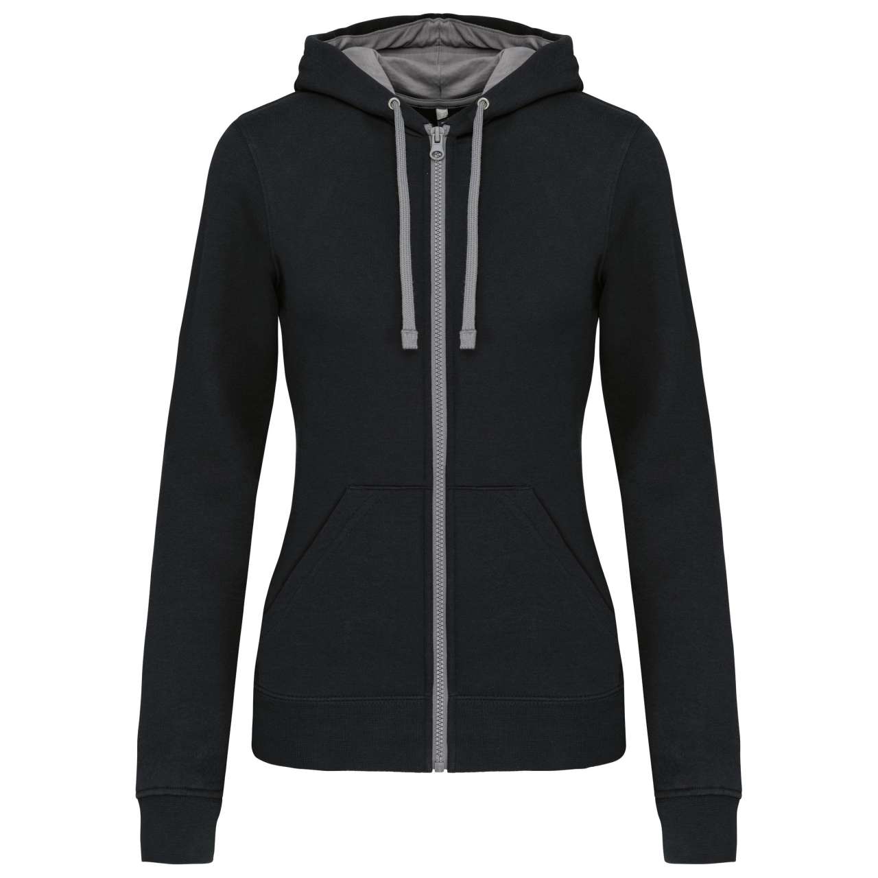 Damen Contrast Kapuzenpullover mit Durchgehendem Reissverschluss