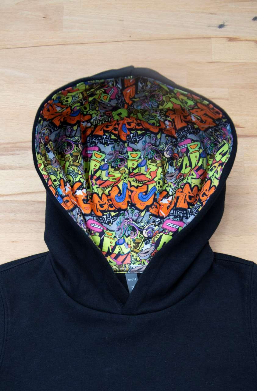 Unisex Kinder Kapuzenpullover mit Kontrastmuster